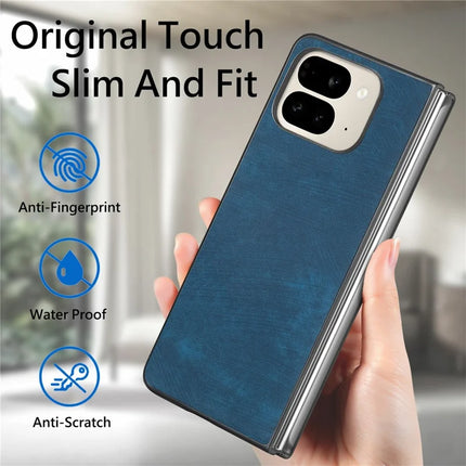 For Google Pixel 9 Pro Fold 5G Case Retro PU Leather Coated PC Folding Phone Cover