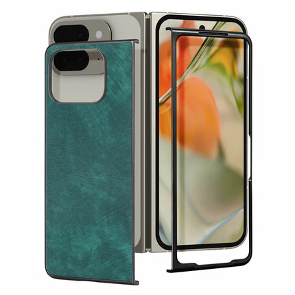 For Google Pixel 9 Pro Fold 5G Case Retro PU Leather Coated PC Folding Phone Cover