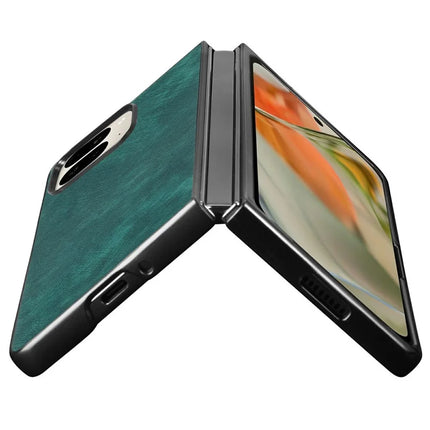 For Google Pixel 9 Pro Fold 5G Case Retro PU Leather Coated PC Folding Phone Cover