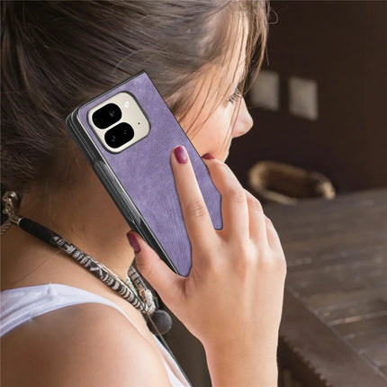 For Google Pixel 9 Pro Fold 5G Case Retro PU Leather Coated PC Folding Phone Cover