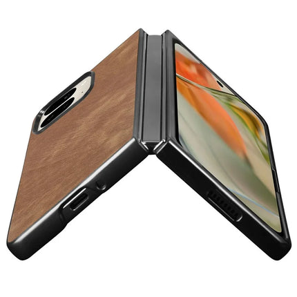 For Google Pixel 9 Pro Fold 5G Case Retro PU Leather Coated PC Folding Phone Cover