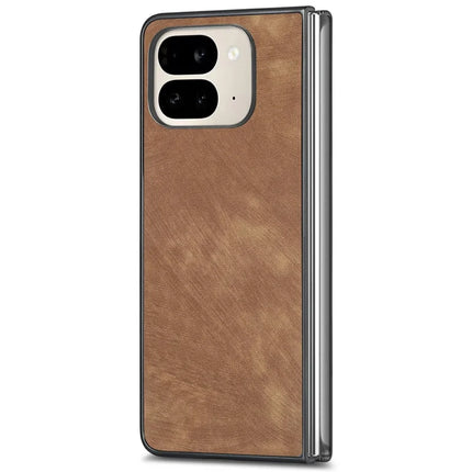 For Google Pixel 9 Pro Fold 5G Case Retro PU Leather Coated PC Folding Phone Cover
