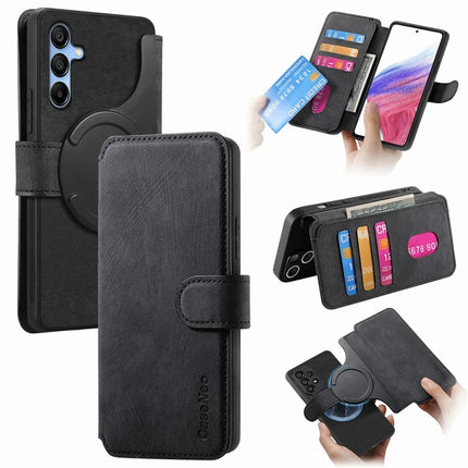 CASENEO MW-03 For Samsung Galaxy A16 4G / 5G Case Detachable Wallet Leather+TPU Phone Cover - Black