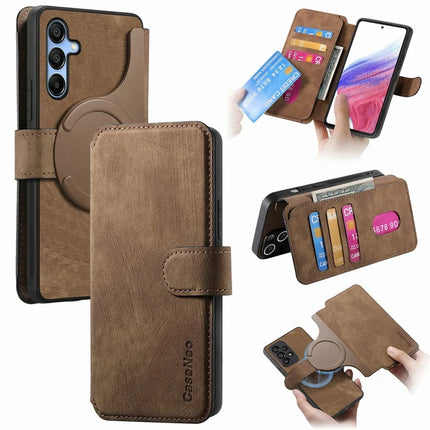 CASENEO MW-03 For Samsung Galaxy A16 4G / 5G Case Detachable Wallet Leather+TPU Phone Cover - Brown