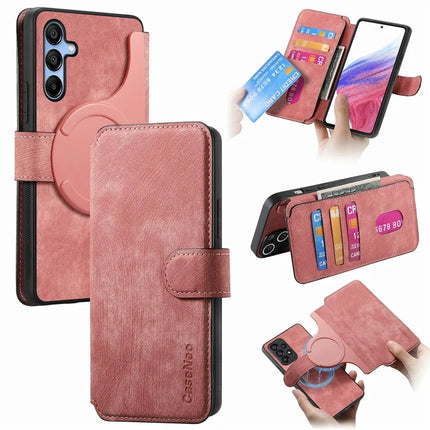 CASENEO MW-03 For Samsung Galaxy A16 4G / 5G Case Detachable Wallet Leather+TPU Phone Cover - Pink