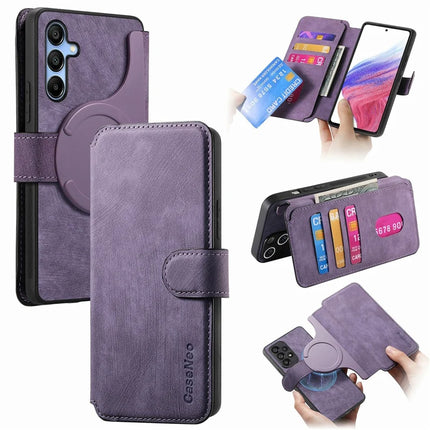 CASENEO MW-03 For Samsung Galaxy A16 4G / 5G Case Detachable Wallet Leather+TPU Phone Cover - Purple