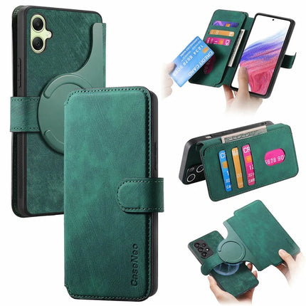 CASENEO MW-03 For Samsung Galaxy A06 Case Detachable Wallet Leather+TPU Phone Cover - Green