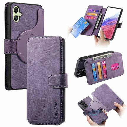 CASENEO MW-03 For Samsung Galaxy A06 Case Detachable Wallet Leather+TPU Phone Cover - Purple