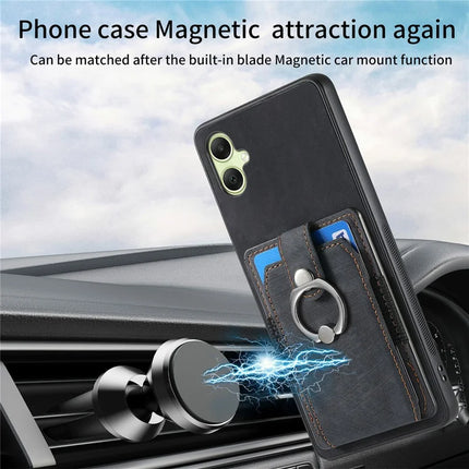 For Samsung Galaxy A06 Case Kickstand Leather+TPU Non-Slip Protective Cover Card Slots