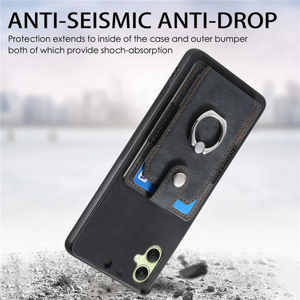 For Samsung Galaxy A06 Case Kickstand Leather+TPU Non-Slip Protective Cover Card Slots