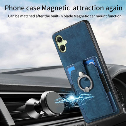 For Samsung Galaxy A06 Case Kickstand Leather+TPU Non-Slip Protective Cover Card Slots
