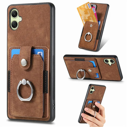 For Samsung Galaxy A06 Case Kickstand Leather+TPU Non-Slip Protective Cover Card Slots - Brown