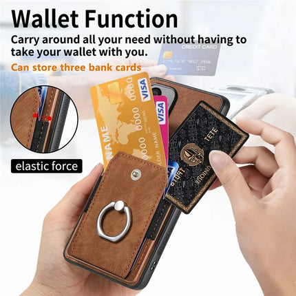 For Samsung Galaxy A06 Case Kickstand Leather+TPU Non-Slip Protective Cover Card Slots