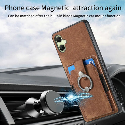 For Samsung Galaxy A06 Case Kickstand Leather+TPU Non-Slip Protective Cover Card Slots