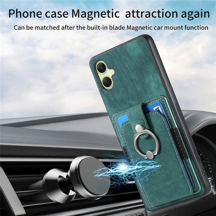 For Samsung Galaxy A06 Case Kickstand Leather+TPU Non-Slip Protective Cover Card Slots