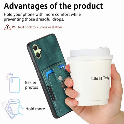For Samsung Galaxy A06 Case Kickstand Leather+TPU Non-Slip Protective Cover Card Slots