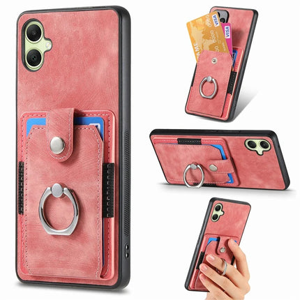 For Samsung Galaxy A06 Case Kickstand Leather+TPU Non-Slip Protective Cover Card Slots - Pink