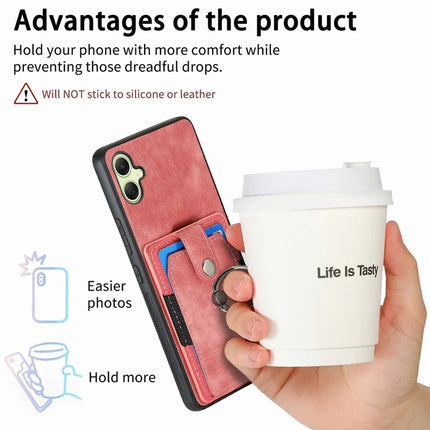 For Samsung Galaxy A06 Case Kickstand Leather+TPU Non-Slip Protective Cover Card Slots
