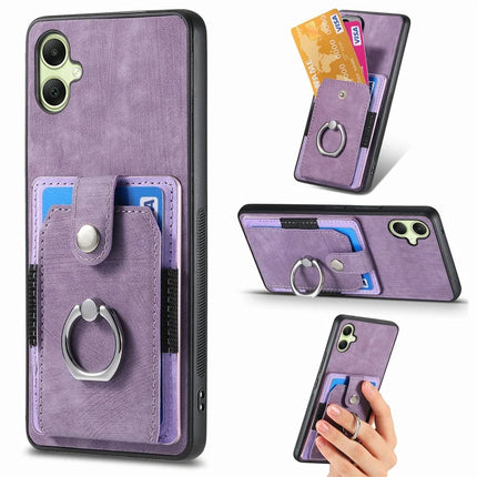 For Samsung Galaxy A06 Case Kickstand Leather+TPU Non-Slip Protective Cover Card Slots - Purple