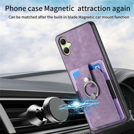 For Samsung Galaxy A06 Case Kickstand Leather+TPU Non-Slip Protective Cover Card Slots