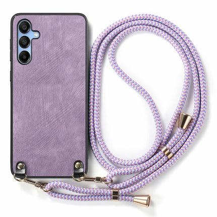 For Samsung Galaxy A16 5G  /  A16 4G Case Retro Texture Leather Coated PC+TPU Phone Cover with Hanging Rope