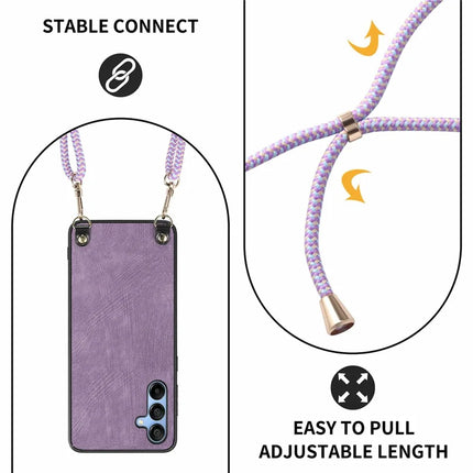 For Samsung Galaxy A16 5G  /  A16 4G Case Retro Texture Leather Coated PC+TPU Phone Cover with Hanging Rope