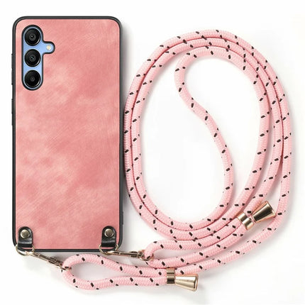 For Samsung Galaxy A16 5G  /  A16 4G Case Retro Texture Leather Coated PC+TPU Phone Cover with Hanging Rope