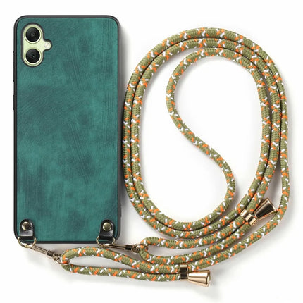 For Samsung Galaxy A06 Case Retro Texture Leather Coated PC+TPU Phone Cover with Hanging Rope