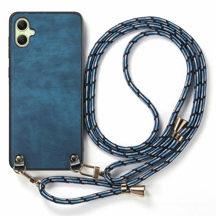 For Samsung Galaxy A06 Case Retro Texture Leather Coated PC+TPU Phone Cover with Hanging Rope
