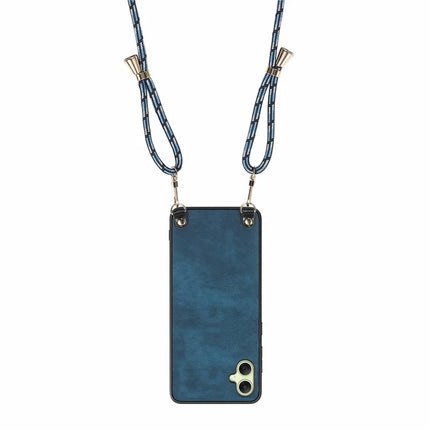 For Samsung Galaxy A06 Case Retro Texture Leather Coated PC+TPU Phone Cover with Hanging Rope