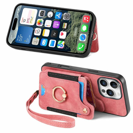 For iPhone 16 Pro Max Case RFID Blocking Handbag Leather+TPU Phone Cover Card Slots, Ring Holder