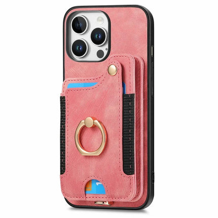For iPhone 16 Pro Max Case RFID Blocking Handbag Leather+TPU Phone Cover Card Slots, Ring Holder