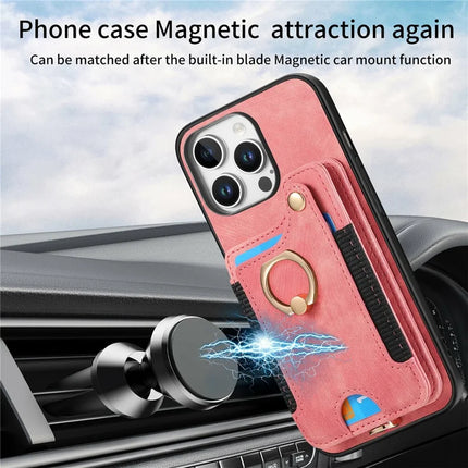 For iPhone 16 Pro Max Case RFID Blocking Handbag Leather+TPU Phone Cover Card Slots, Ring Holder
