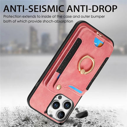 For iPhone 16 Pro Max Case RFID Blocking Handbag Leather+TPU Phone Cover Card Slots, Ring Holder