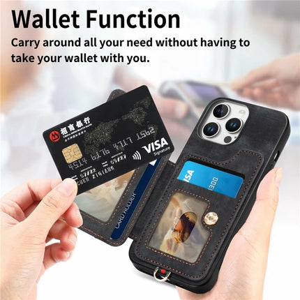 For iPhone 16 Pro Max Case RFID Blocking Handbag Leather+TPU Phone Cover Card Slots, Ring Holder