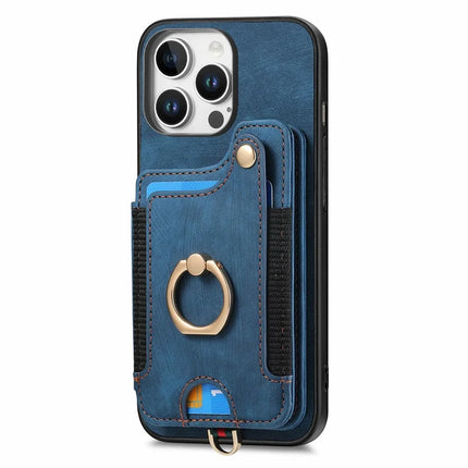 For iPhone 16 Pro Max Case RFID Blocking Handbag Leather+TPU Phone Cover Card Slots, Ring Holder