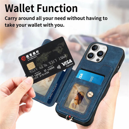 For iPhone 16 Pro Max Case RFID Blocking Handbag Leather+TPU Phone Cover Card Slots, Ring Holder