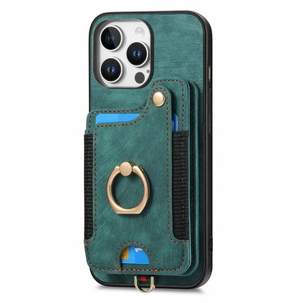For iPhone 16 Pro Max Case RFID Blocking Handbag Leather+TPU Phone Cover Card Slots, Ring Holder