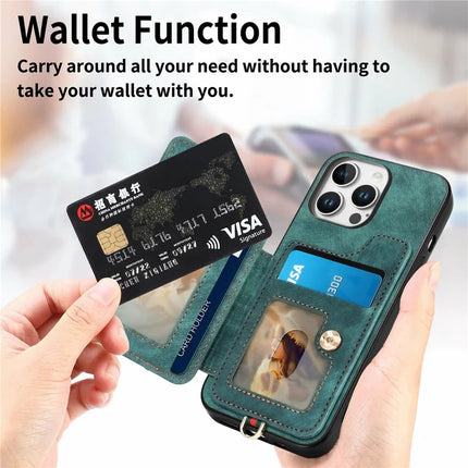 For iPhone 16 Pro Max Case RFID Blocking Handbag Leather+TPU Phone Cover Card Slots, Ring Holder