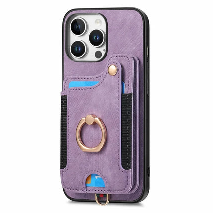 For iPhone 16 Pro Max Case RFID Blocking Handbag Leather+TPU Phone Cover Card Slots, Ring Holder