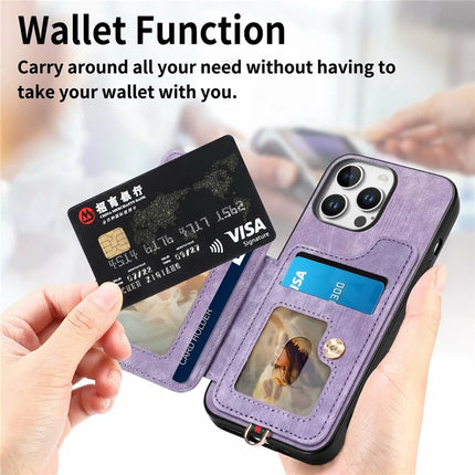 For iPhone 16 Pro Max Case RFID Blocking Handbag Leather+TPU Phone Cover Card Slots, Ring Holder