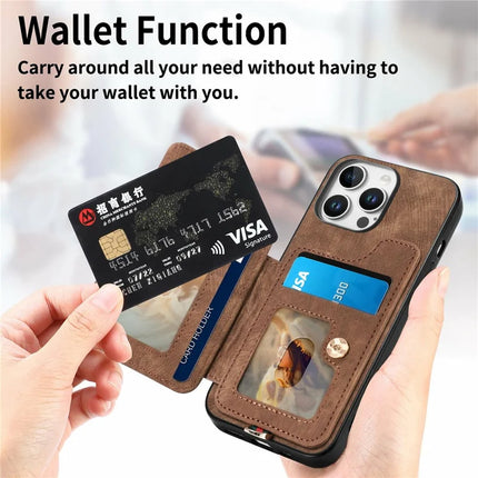 For iPhone 16 Pro Max Case RFID Blocking Handbag Leather+TPU Phone Cover Card Slots, Ring Holder