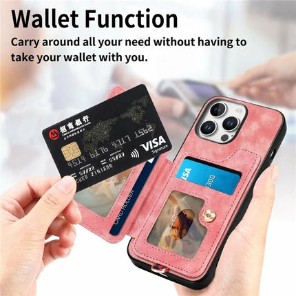 For iPhone 16 Pro Case RFID Blocking Handbag Leather+TPU Phone Cover Card Slots, Ring Holder