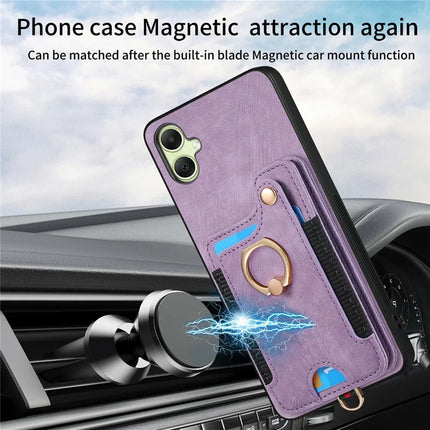 For Samsung Galaxy A06 Case RFID Blocking Handbag Leather+TPU Phone Cover Card Slots, Ring Holder