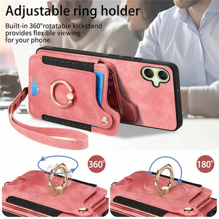 For Samsung Galaxy A06 Case RFID Blocking Handbag Leather+TPU Phone Cover Card Slots, Ring Holder