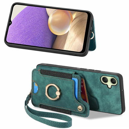 For Samsung Galaxy A06 Case RFID Blocking Handbag Leather+TPU Phone Cover Card Slots, Ring Holder