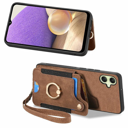 For Samsung Galaxy A06 Case RFID Blocking Handbag Leather+TPU Phone Cover Card Slots, Ring Holder