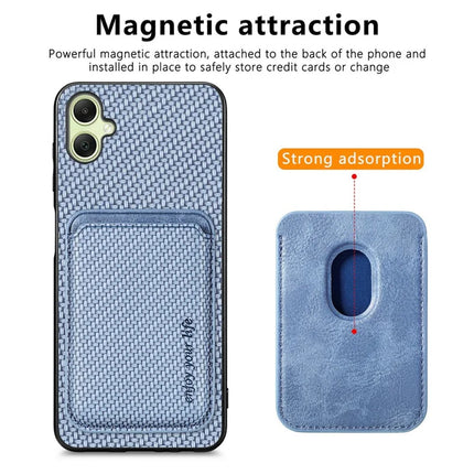 For Samsung Galaxy A06 Case Carbon Fiber Leather Back Cover with Detachable Card Bag