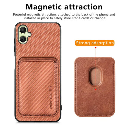 For Samsung Galaxy A06 Case Carbon Fiber Leather Back Cover with Detachable Card Bag
