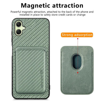 For Samsung Galaxy A06 Case Carbon Fiber Leather Back Cover with Detachable Card Bag